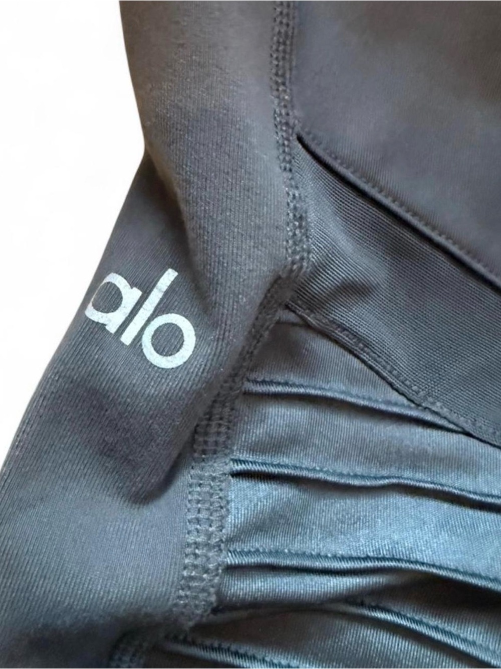 Alo “Moto” Charcoal Gray Leggings with Logo